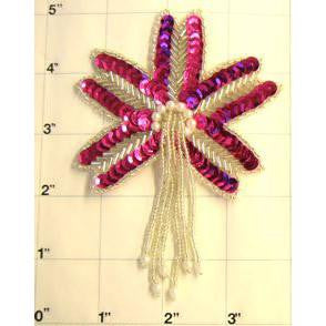 Epaulet Fuchsia and Silver Beads 4.5" x 3.5"