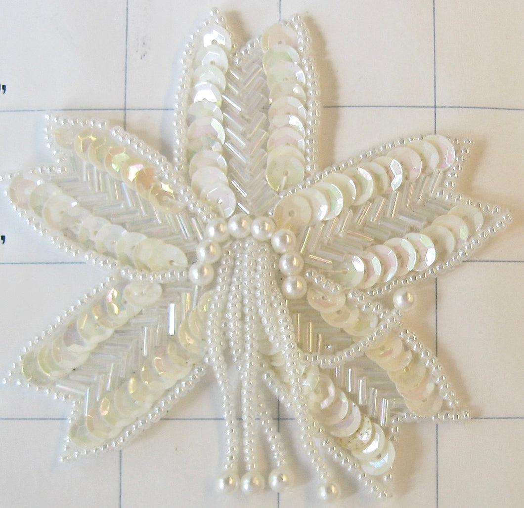 Epaulet with White sequins and Beads 3.5