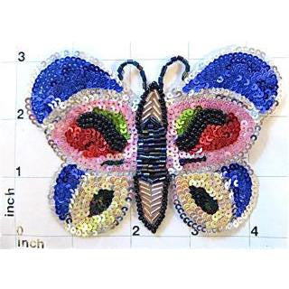 Butterfly with Multi-Color Sequins and Beaded 3.25