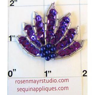 Leaf with Purple Sequins 1.5" x 1.5"