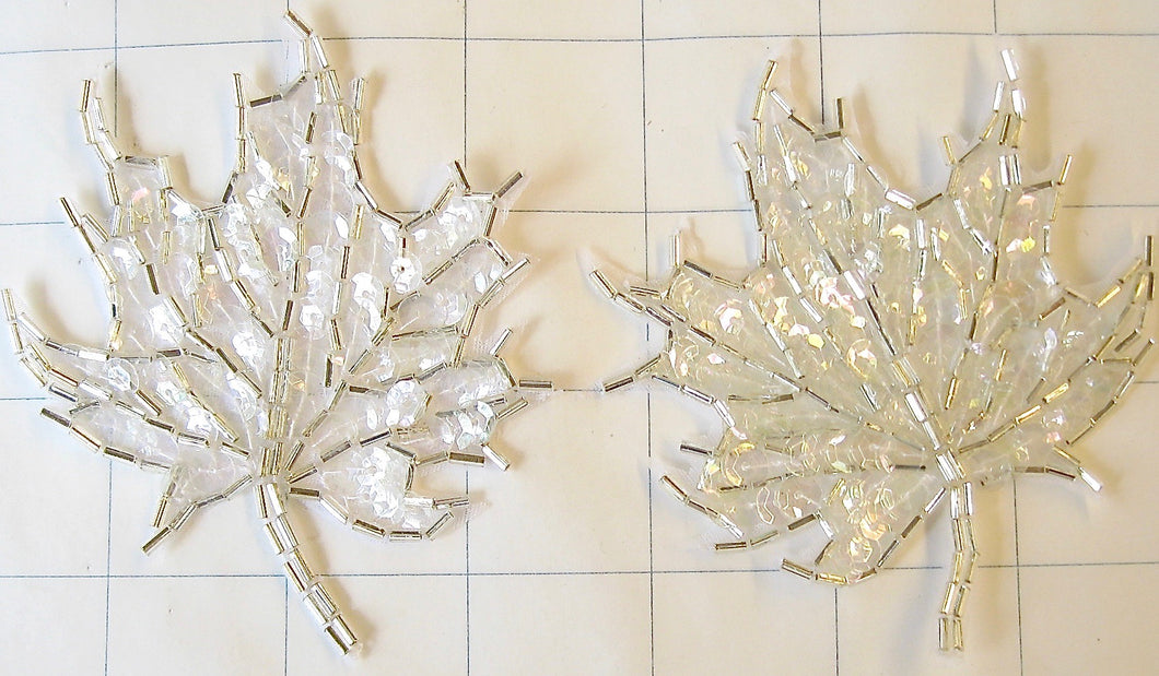 Leaf Pair with White Sequins 4