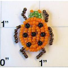 Ladybug Beetle with Orange and Bronze Beads 1" x 1"