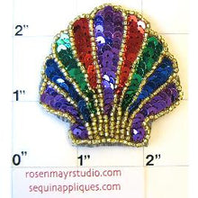 Load image into Gallery viewer, Sea Shell with Multi-Colored Sequins and Beads 2&quot; x 2&quot;