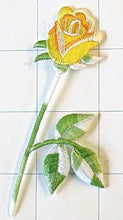 Load image into Gallery viewer, Flower Yellow Rose Embroidered Iron-On 3.5&quot; x 1.5&quot;