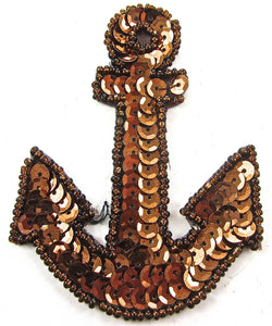 Anchor Bronze Sequins and Beads 5" x 3.5" - Sequinappliques.com