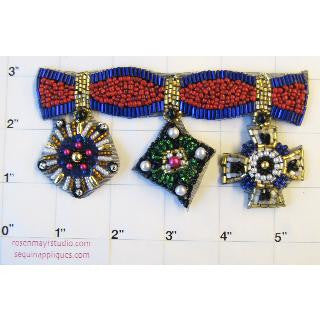 Patches and Embles with Three Crests Multi-Colored. Can be Cut 2.5" x 5"