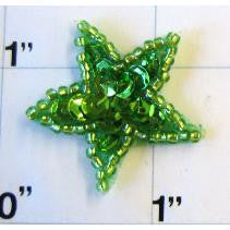 Star with Lime Green sequins .75"