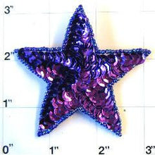 Load image into Gallery viewer, Star with Purple Sequins and Beads 3&quot;