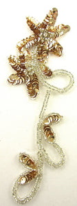 Flower with Gold Sequins Thick Silver Beads 7.5" x 2.5"