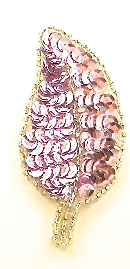 Designer Motif Pair with Creamy White Sequins and Silver Beads 6" x 2.5"