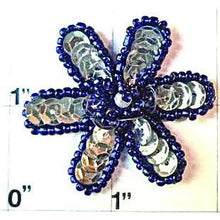 Load image into Gallery viewer, SILVER FLOWER WITH ROYAL BEADED TRIM