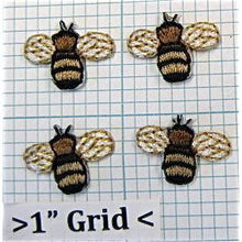 Load image into Gallery viewer, Bee, Light Brown, Set of 4 Embroidered Iron-On 1/2&quot;