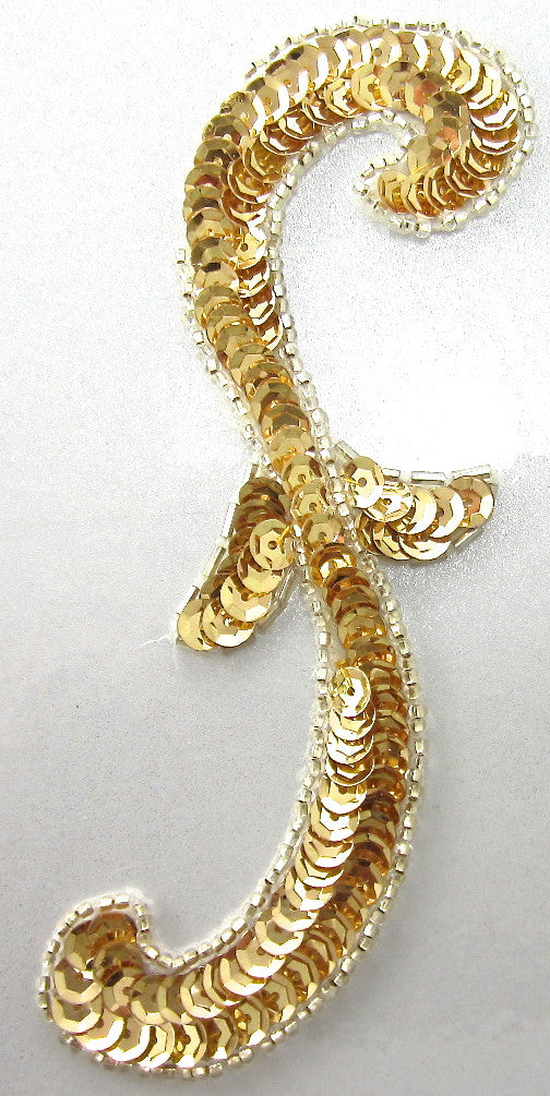 Designer Motif with Gold Sequins and Silver Beads 6" x 3"