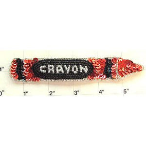 Crayon with Red Sequins and Beads 5.5" x 1"