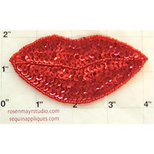 Load image into Gallery viewer, Lips with Red Sequins and Beads 4&quot; x 2&quot;