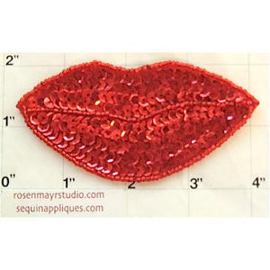 Lips with Red Sequins and Beads 4" x 2"