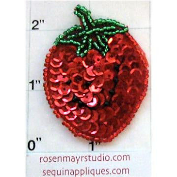 Strawberry with Red Green Black Sequins and Beads 2