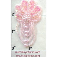 Load image into Gallery viewer, Epaulet Flower With Pink Sequins and Beads 2.5&quot; x 1.5&quot;