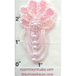 Epaulet Flower With Pink Sequins and Beads 2.5" x 1.5"