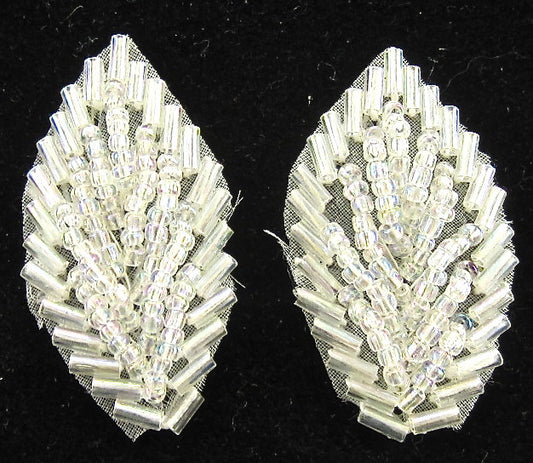 Leaf Pair with Iridescent Beads 1.5" x 1"