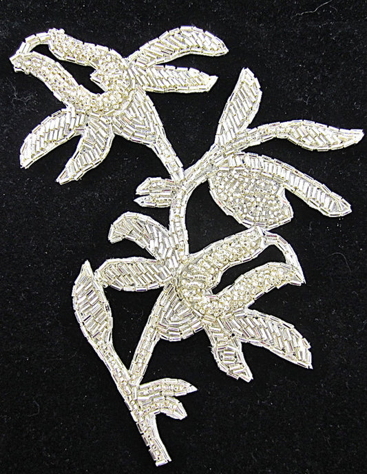 Flower with All Silver Beads 8" x 4.5"