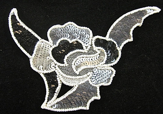 Flower with MultiColored Grey Sequins and Beads 5.5" x 3"