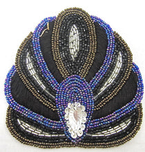Load image into Gallery viewer, Designer Motif with Purple Black Bronze Beads and Clear Stone 5&quot; x 4.5&quot;