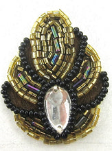Load image into Gallery viewer, Designer Motif with Black Moonlite and Gold Beads and Stone 2&quot; x 1.5&quot;