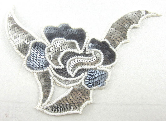 Flower with Multi-colored Grey Black silver tones 3.5" x 5"