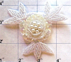 Flower with Iridescent Sequins and Beads 3"