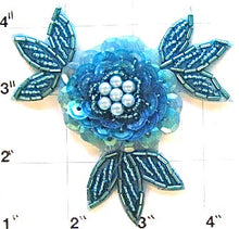 Load image into Gallery viewer, Flower with Turquoise Sequins and Beads 3&quot;