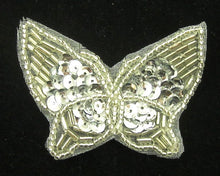 Load image into Gallery viewer, Butterfly with Silver Sequins and Beads 2&quot; x 2.5&quot;