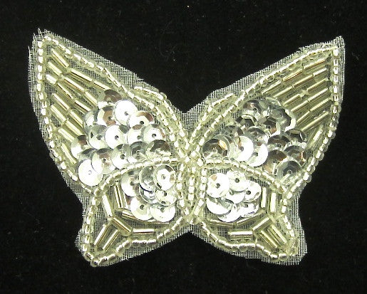 Butterfly with Silver Sequins and Beads 2