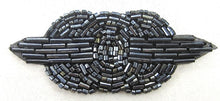 Load image into Gallery viewer, Designer Motif with Triple Charcoal Beaded Circles. 1.25&quot; x 3.5&quot;