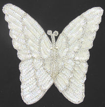 Load image into Gallery viewer, Butterfly with Iridescent Sequins and Silver Beads 7.5&quot; x 7&quot;