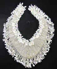 Load image into Gallery viewer, Designer Motif Neck Line Exquisite Silver and Iridescent Beads 12&quot;x 10&quot;