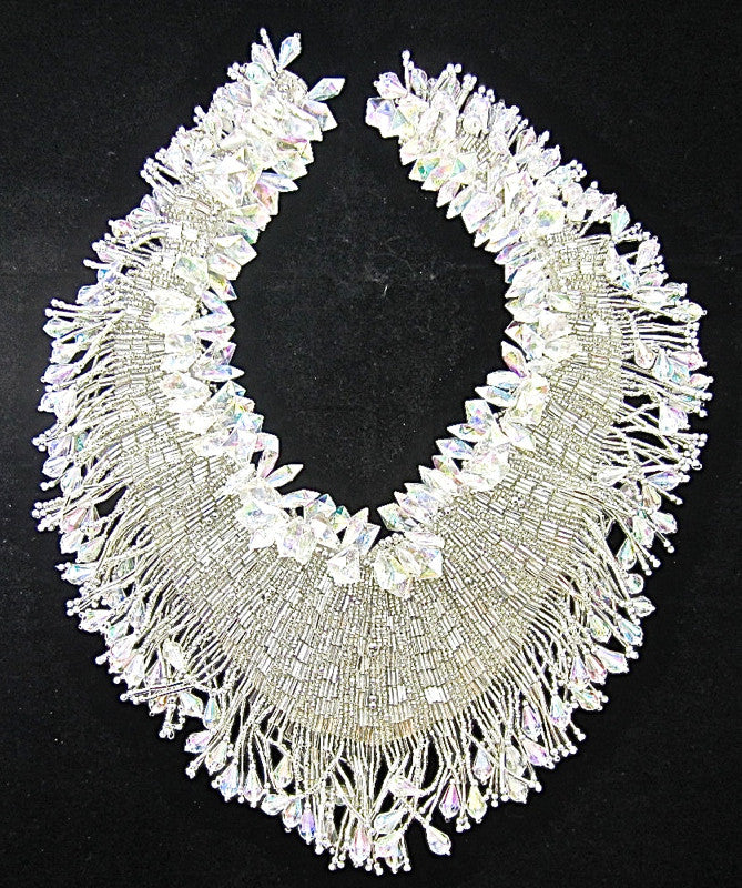 Designer Motif Neck Line Exquisite Silver and Iridescent Beads 12