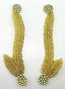 Designer Motif Pair with Gold Beads 6" x 1.5"