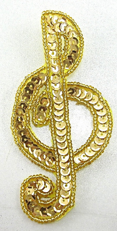 Treble Clef with Gold Sequins and Beads 4