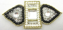 Load image into Gallery viewer, Designer Motif with Black Gold White Silver Sequins and Beads 3&quot; x 6&quot;