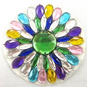 Designer Motif Jewel with Multi-Colored Stones 3.5"