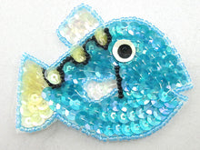 Load image into Gallery viewer, Fish with Turquoise Clear Sequins and Black Eye 2.25&quot; x 3&quot;