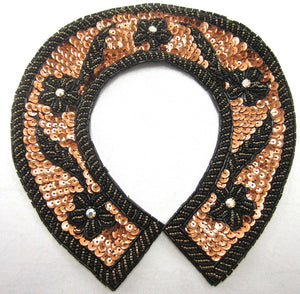 Horseshoe with Bronze Sequins Gold and Black Beads and AB Rhinestones 8" x 8"