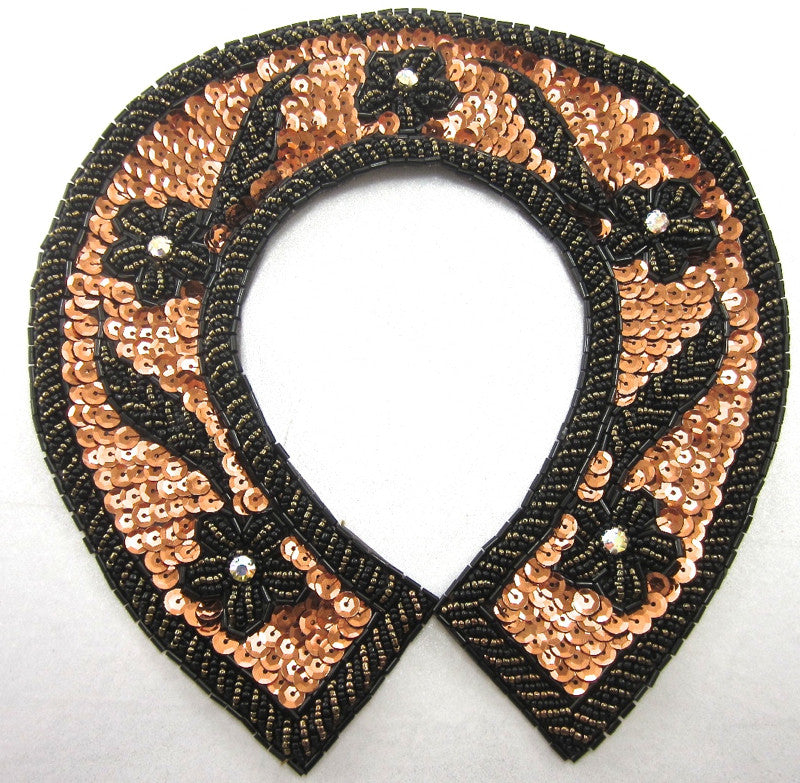 Horseshoe with Bronze Sequins Gold and Black Beads and AB Rhinestones 8