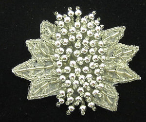 Epaulet with Silver Sequins and Beads 2.5" x 2.25"