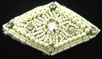 Designer Motif with White Pearls and rhinestones 1.5