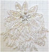 Load image into Gallery viewer, Epaulet with iridescent sequins and white beads 8&quot; x 5.5&quot;
