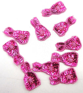 Flower Set Fuchsia Sequins and Beads 2" approx