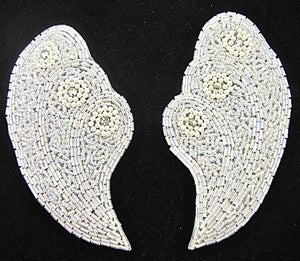 Designer Sea Shell Shaped Motif Pairs with Rhinestones and Pearls 5" x 3"
