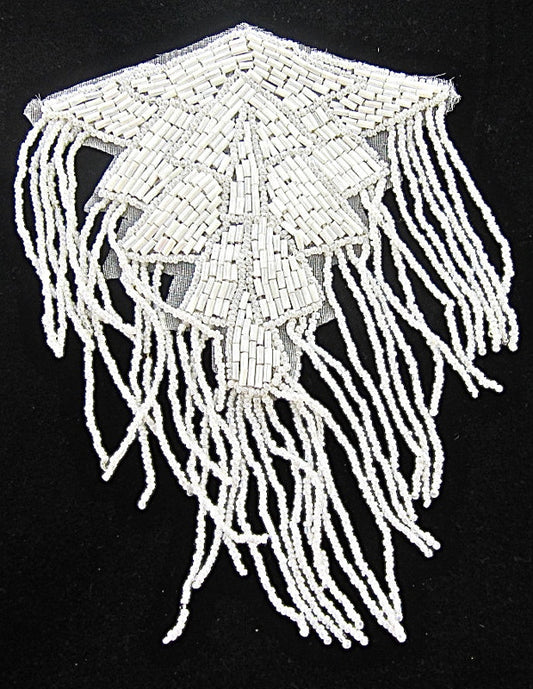 Epaulet with White Beads 7" x 5"